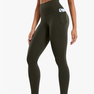CRZ Yoga Medium Olive Green Pockets Butterluxe High-Waisted Leggings